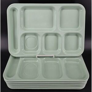 Vtg DALLAS WARE Mint Green Food Trays P-71 Set of 7 Melamine Durable 60s MCM